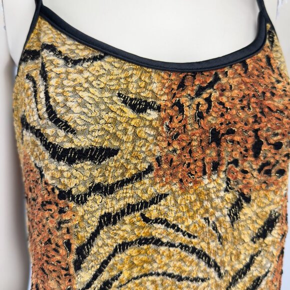 VINTAGE Y2K 90βs Textured Leopard Black Zebra Print Metallic Shiny Thread sz S - Picture 6 of 9